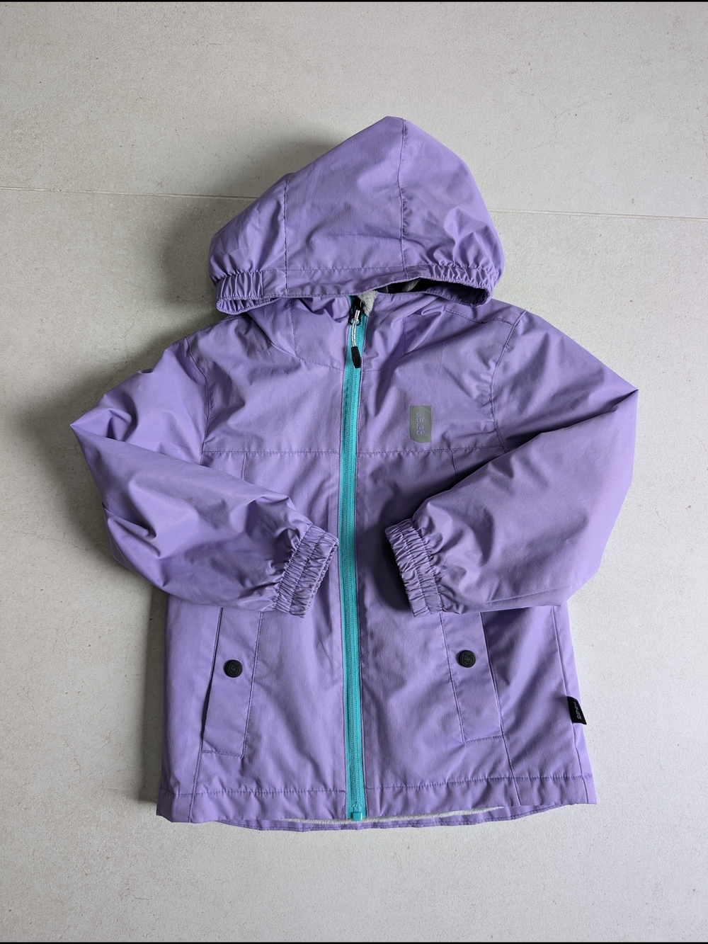 Kids Lightweight Purple Hooded Rain Jacket